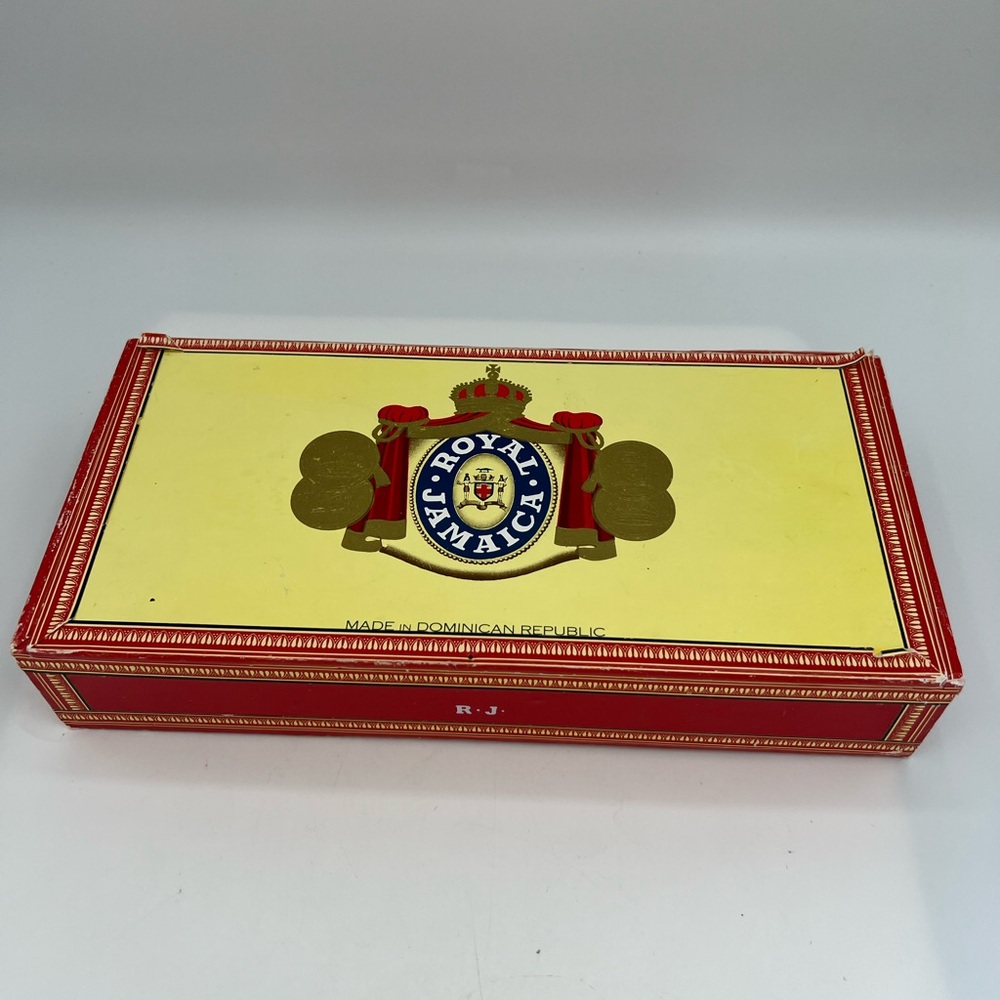 Royal Jamaica Empty Cigar Box Dominican Republic Vintage 10x5” Storage Decor